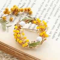 レシピNo.KR1134　ミモザとチューリップのブローチ