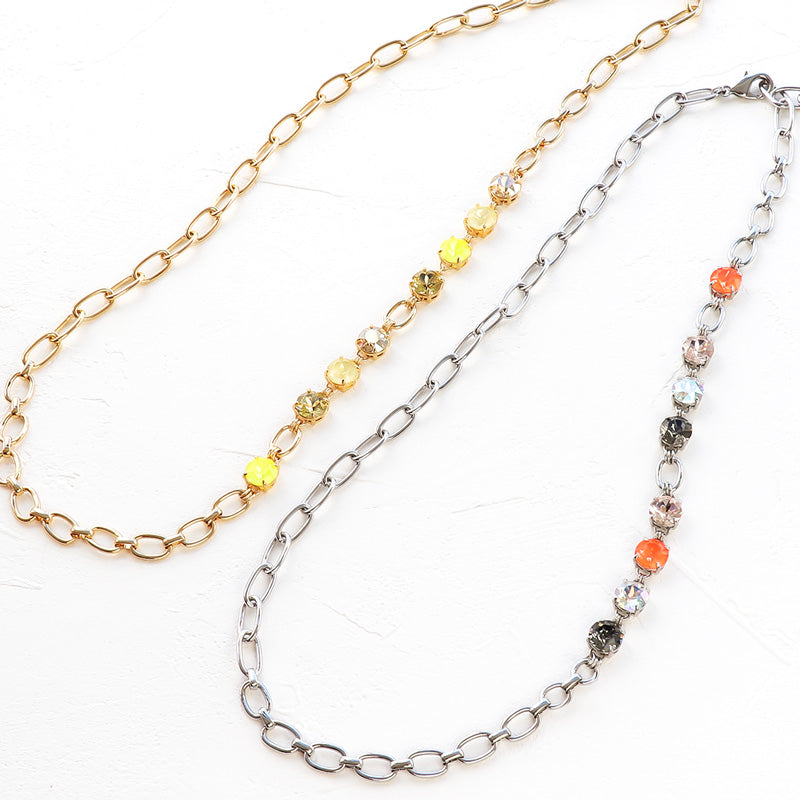 Recipe No. KR1145Kiwa crystalsLong necklace with design chain