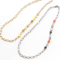 レシピNo.KR1145　貴和クリスタルとデザインチェーンのロングネックレス