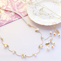 レシピNo.KR1160　チャームすずらんとリーフのネック＆ピアス