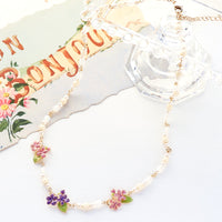 レシピNo.KR1161　チャームすみれとチェコビーズのネックレス