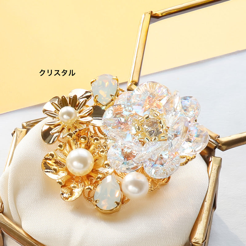 レシピNo.KR1168　貴和クリスタルのフローラブローチ