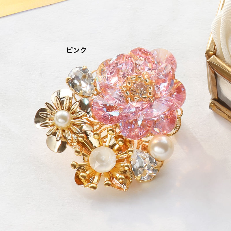 レシピNo.KR1168 貴和クリスタルのフローラブローチ – 貴和