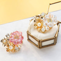 レシピNo.KR1168　貴和クリスタルのフローラブローチ