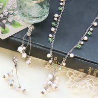 レシピNo.KR1169　チャームすずらんとクリスタルパールのネック＆イヤリング