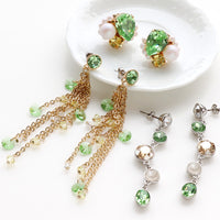 レシピNo.KR1176　貴和クリスタルペリドットのピアス3種