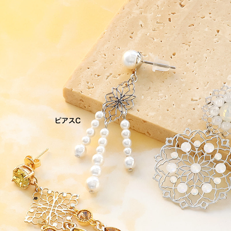 Recipe No. KR1187: 4 types of etched parts ear accessories