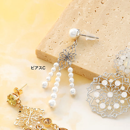 Recipe No. KR1187: 4 types of etched parts ear accessories