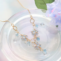 レシピNo.KR1189　チャーム紫陽花とティアドロップビーズのネックレス