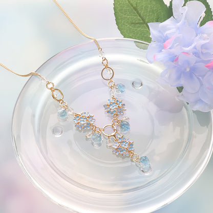 Recipe No. KR1189 Charm Hydrangea and Teardrop Bead Necklace