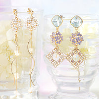 レシピNo.KR1191　チャーム紫陽花のピアス2種