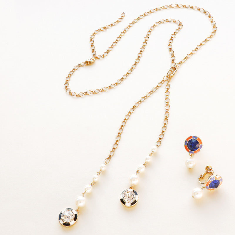 レシピNo.KR1193　石座チャームエポ付ラウンドのアクセサリー2種