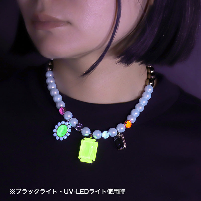 レシピNo.KR1195　貴和クリスタル エレクトリックカラーのビッグレクタングルネックレス