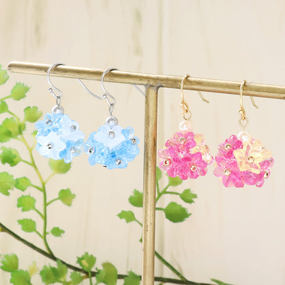 レシピNo.KR1198　ドイツ製アクリルのフラワーボールピアス