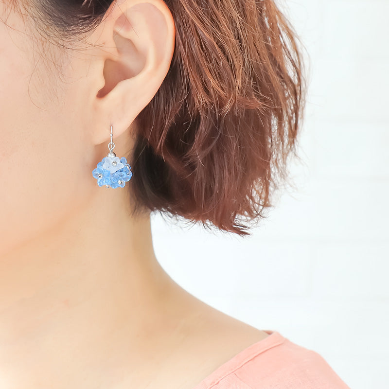 レシピNo.KR1198　ドイツ製アクリルのフラワーボールピアス