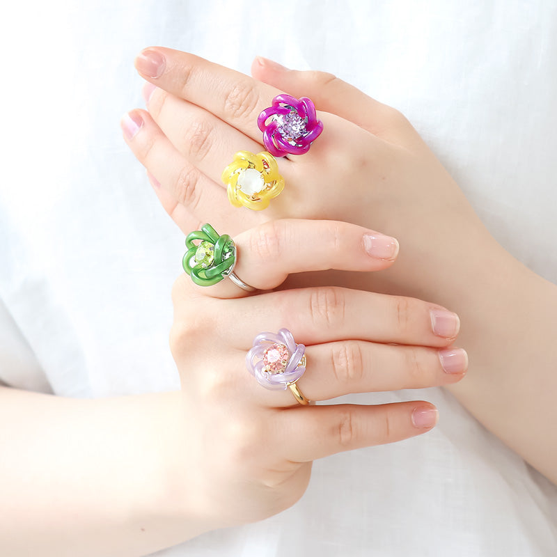レシピNo.KR1199　PVCコードチューブのフラワーアクセサリー3種