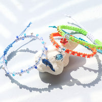 レシピNo.KR1211　マリンチャームの平編みブレスレット2種