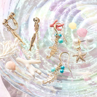 レシピNo.KR1212　マリンモチーフとパールのイヤーアクセサリー3種