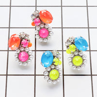 レシピNo.KR1220　貴和クリスタル エレクトリックカラーのビッグビジューピアス