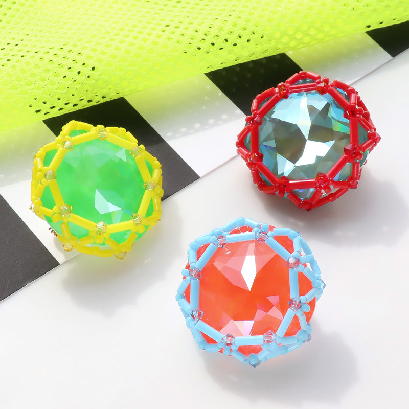 Recipe No. KR1222Kiwa crystalsOctagon Brooch (KR1179)