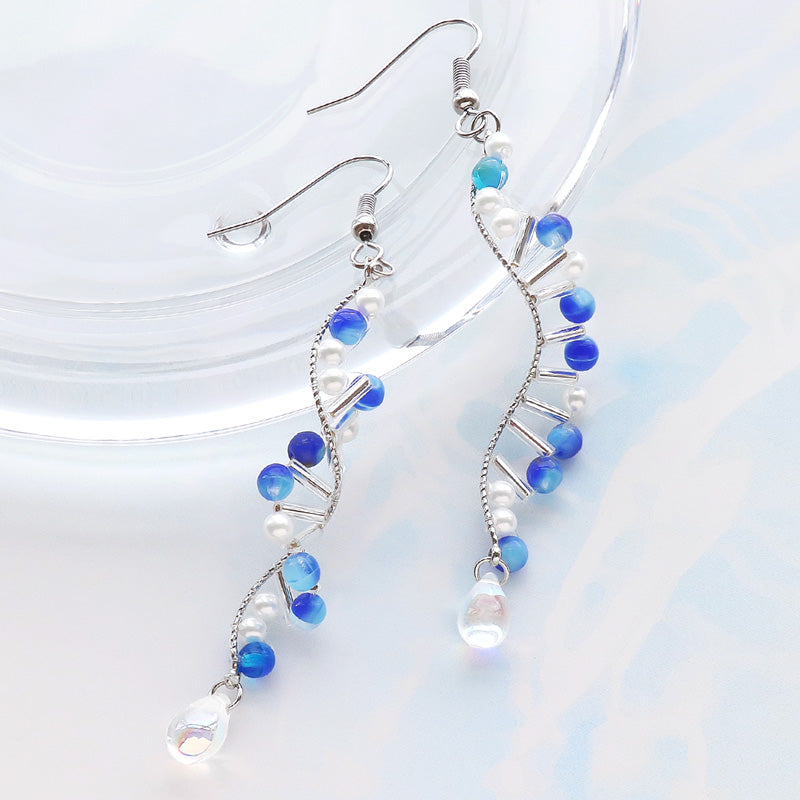 Recipe No. KR1230 Czech Bead Round &amp; Shizuku Spiral Design Earrings