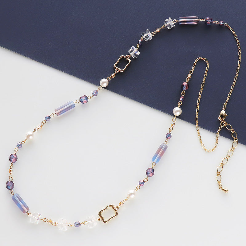 Recipe No. KR1231 Czech beads and melty frame long necklace