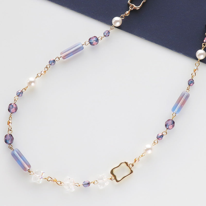 Recipe No. KR1231 Czech beads and melty frame long necklace