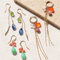 レシピNo.KR1233　天然石のフリンジピアス3種