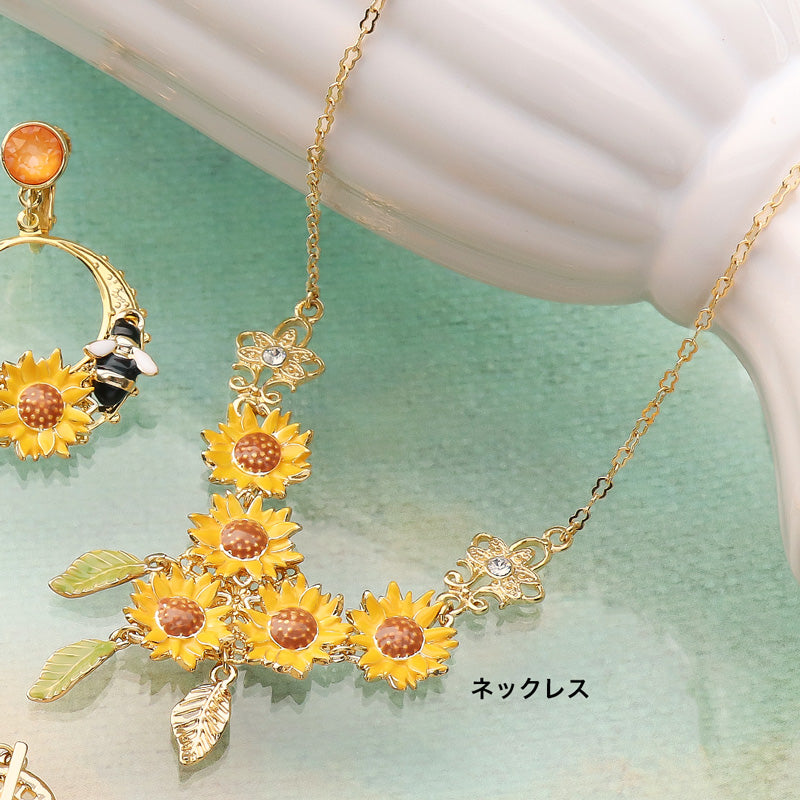 レシピNo.KR1236　チャームひまわりのアクセサリー3種