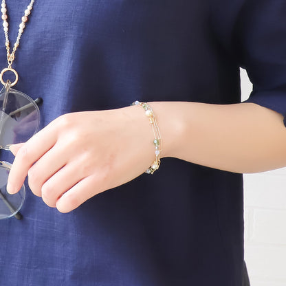 レシピNo.KR1239　貴和クリスタルのマルチカラーブレスレット2種