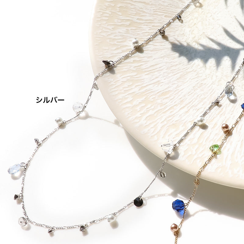 ジルコニウムロングネックレス シルバー/クリスタル BRILLANT レシピNo.KR1240 貴和クリスタルのマルチカラーロングネックレス