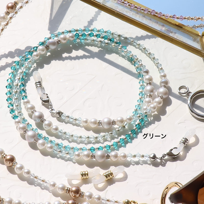 レシピNo.KR1241　貴和クリスタルのシアーカラー2WAYグラスコード