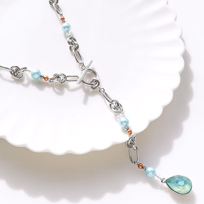 レシピNo.KR1242　クリスタルパールのY字2WAYネックレス
