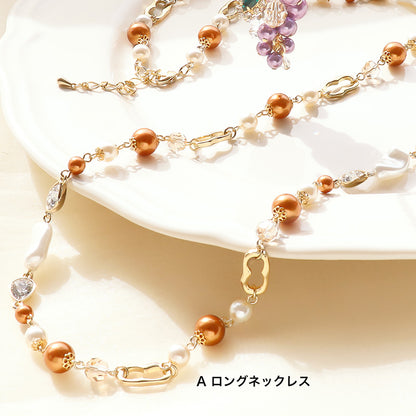 レシピNo.KR1243　クリスタルパールのエレガントネックレス2種