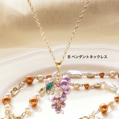 レシピNo.KR1243　クリスタルパールのエレガントネックレス2種
