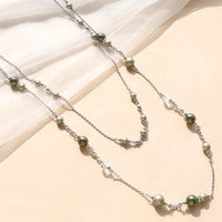 レシピNo.KR1244　クリスタルパールのレイヤードネックレス