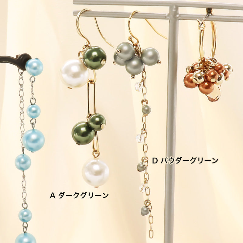 レシピNo.KR1245　クリスタルパールのエレガントピアス4種