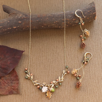 レシピNo.KR1248　秋チャームの松ぼっくり&amp;木の実アクセサリー2種