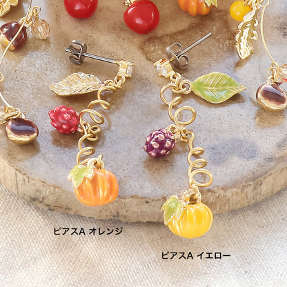 レシピNo.KR1249　秋チャームのハーベストイヤーアクセサリー3種