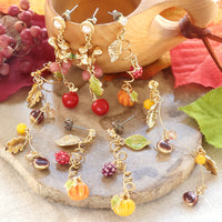 レシピNo.KR1249　秋チャームのハーベストイヤーアクセサリー3種