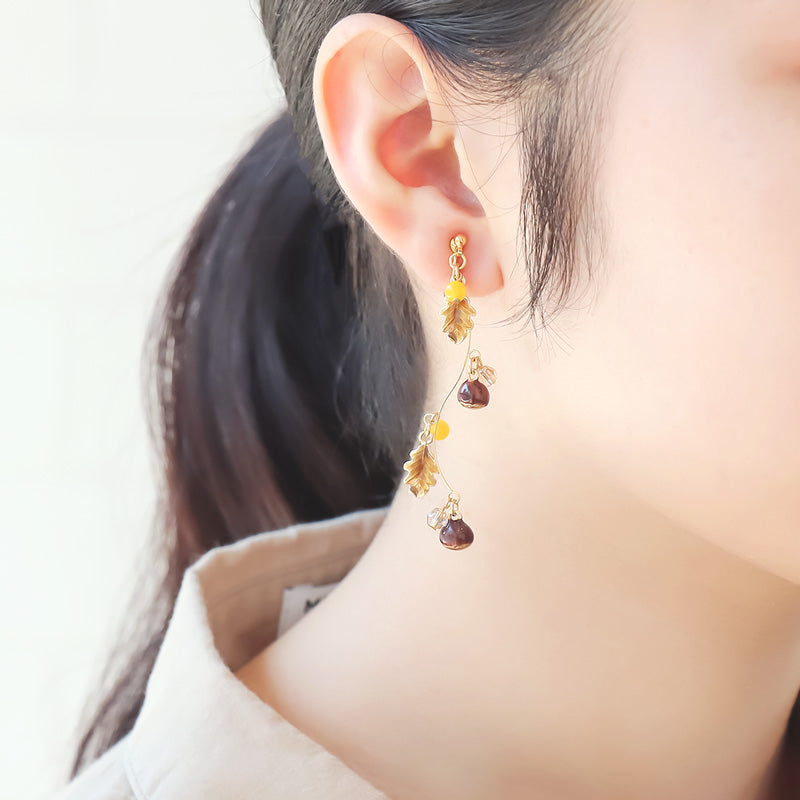 レシピNo.KR1249　秋チャームのハーベストイヤーアクセサリー3種