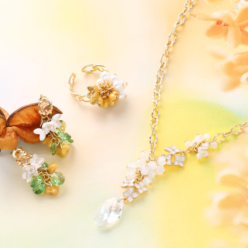 レシピNo.KR1251　秋チャームの金木犀・銀木犀のアクセサリー3種