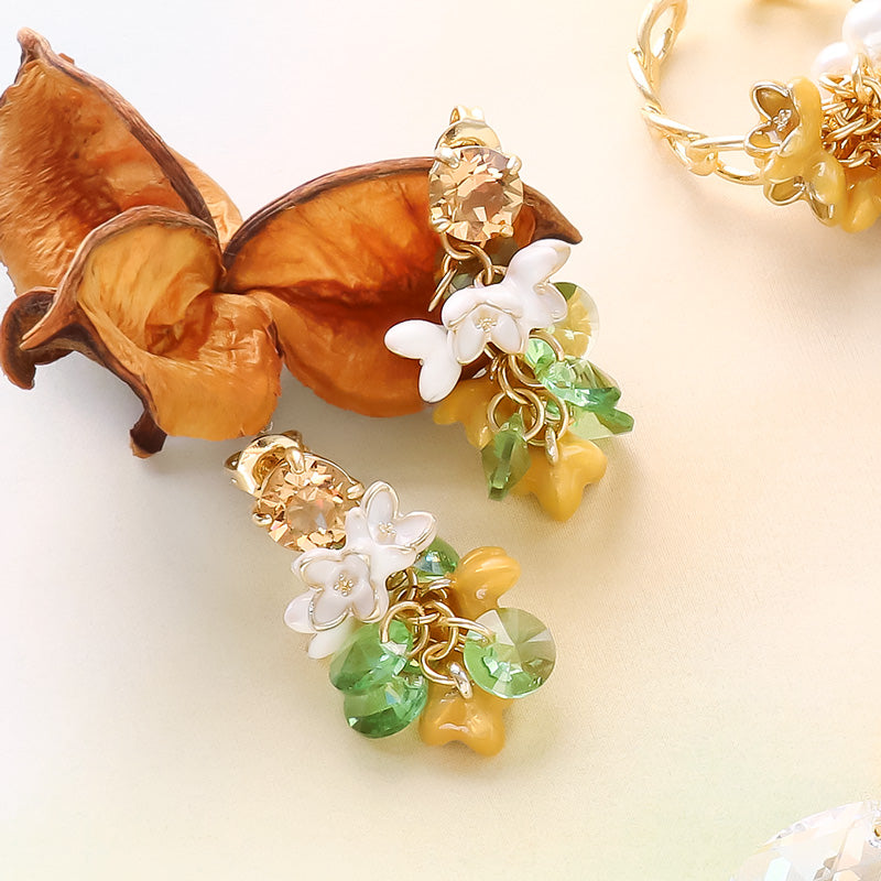 レシピNo.KR1251　秋チャームの金木犀・銀木犀のアクセサリー3種