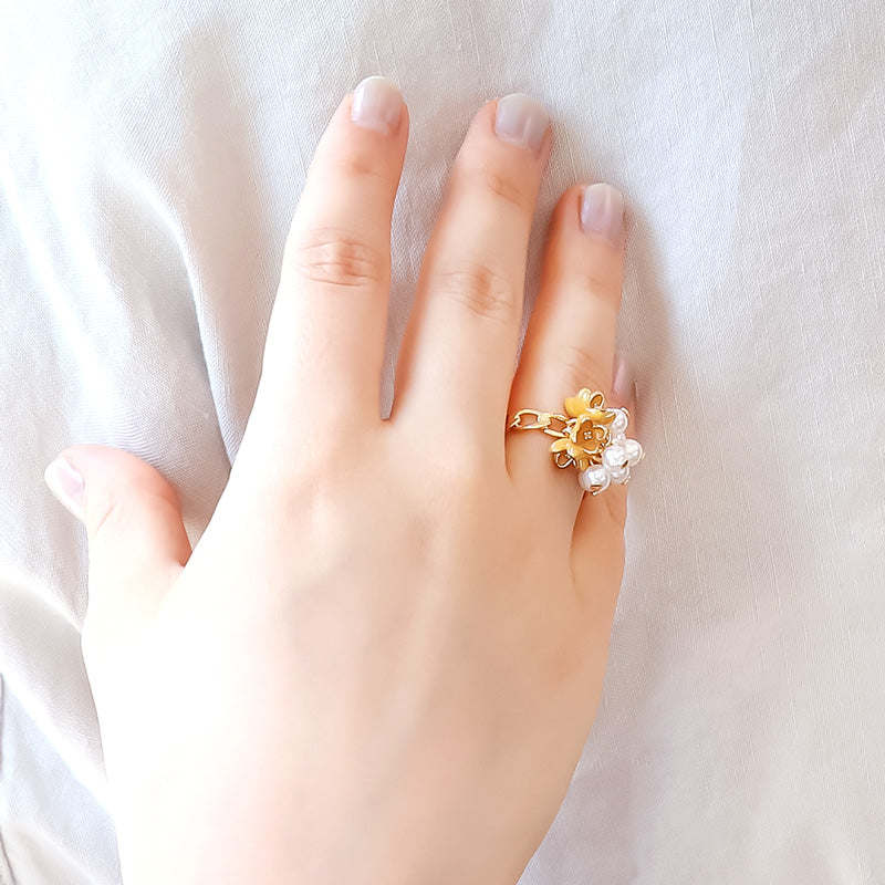 レシピNo.KR1251　秋チャームの金木犀・銀木犀のアクセサリー3種