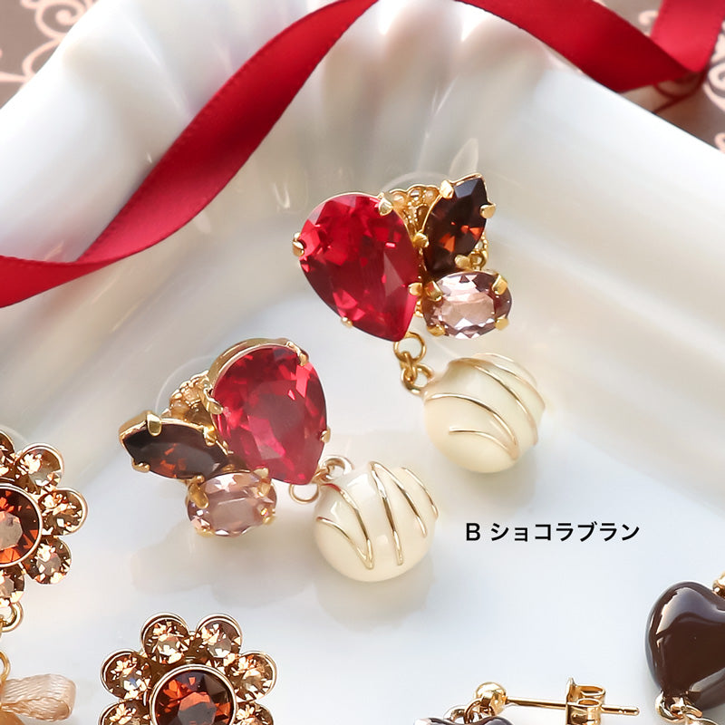 レシピNo.KR1320 貴和クリスタルとチャームボンボンショコラのピアス3