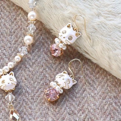 石座チャーム キャットフェイス　ブラック/G