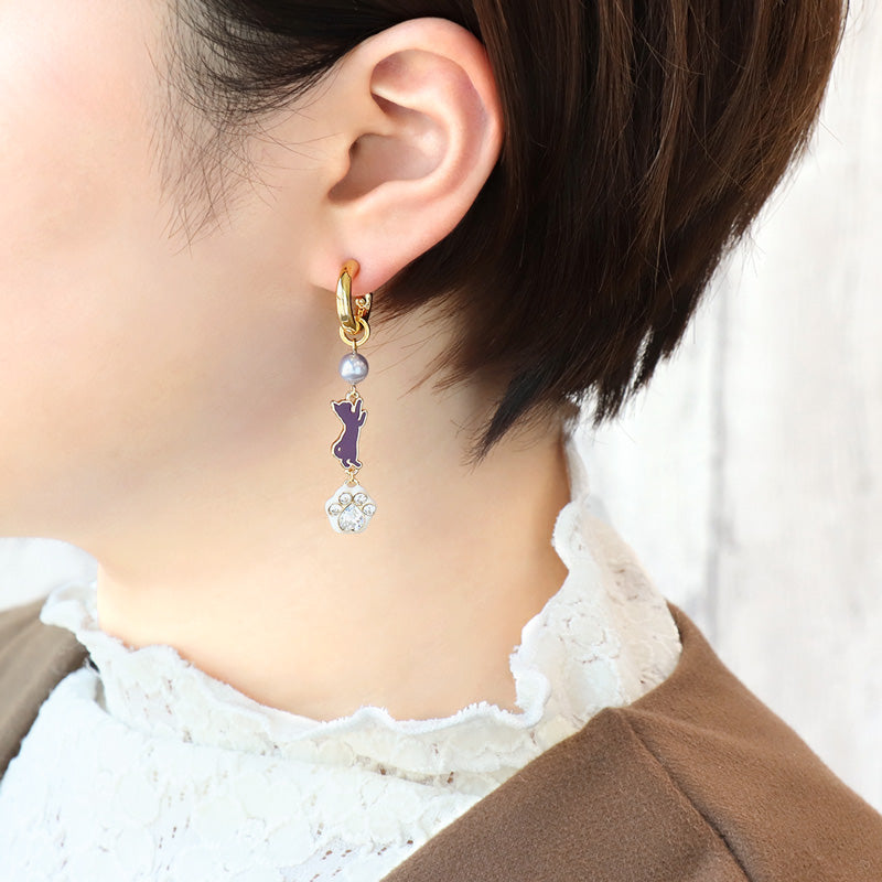 レシピNo.KR1323　石座チャームネコのピアス3種