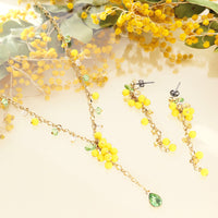 レシピNo.KR1326　ミモザのフリンジネック＆ピアス
