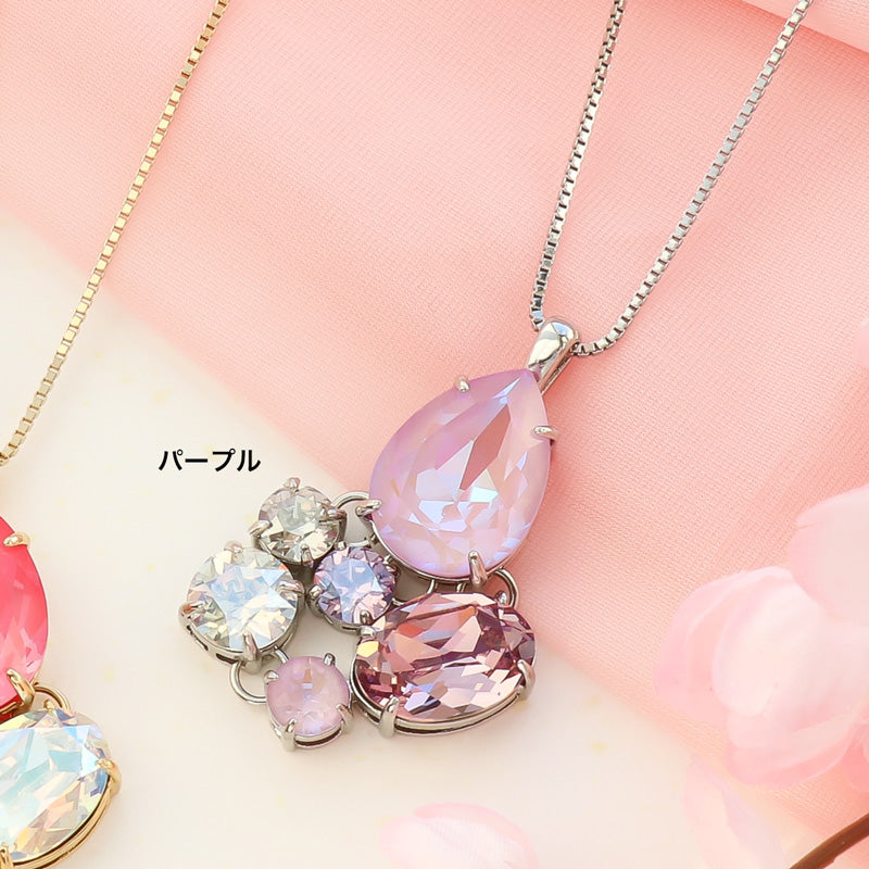 レシピNo.KR1331　貴和クリスタルのコネクトビジューネックレス