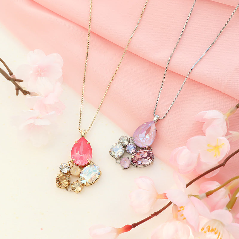 レシピNo.KR1331　貴和クリスタルのコネクトビジューネックレス